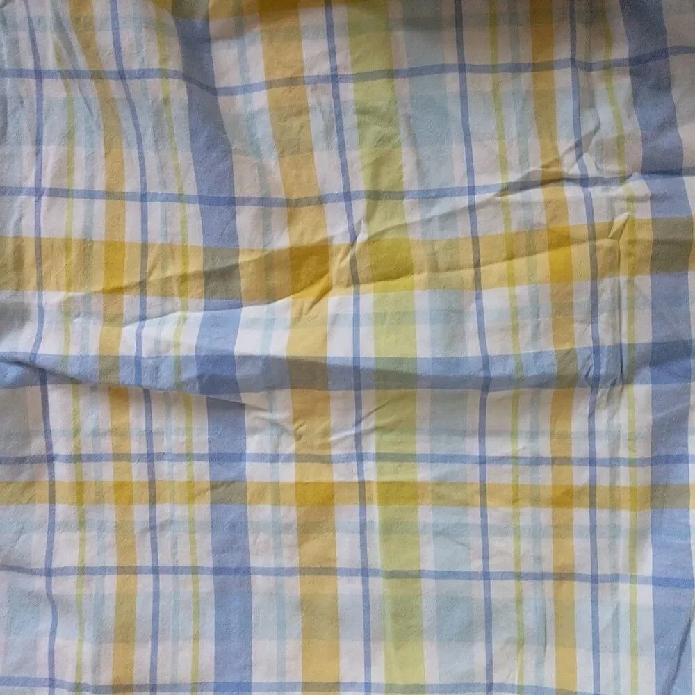 The Company Store Duvet Cover Full/Queen Plaid Striped Pastel Cotton DoubleSided